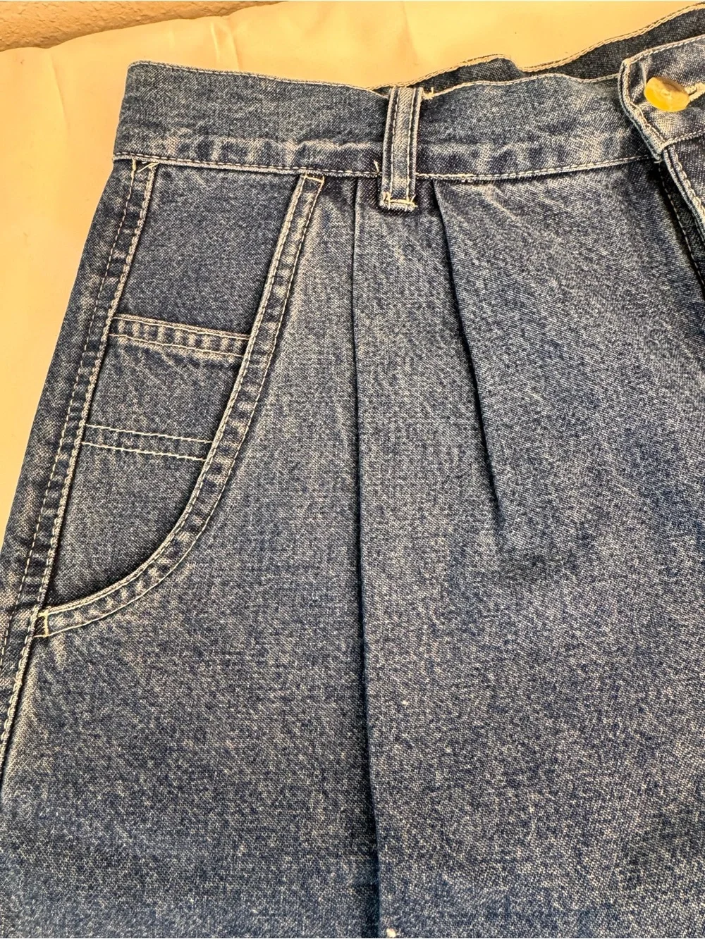 Vintage 80s 90s Denim Jean Shorts Long Inseam High Mom Waist size 12